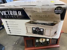 Victrola Nostalgic 6-in-1 BT Record Player Multimedia Farmhouse Oatmeal- VTA200B