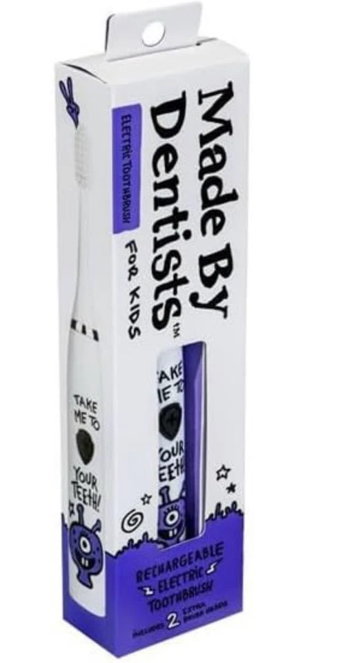 Cepillo de dientes eléctrico hecho por dentistas con 2 cabezales de repuesto y cargador púrpura Foto 3 de 4