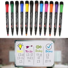 12 Colors Magnetic Dry Erase Markers Pen Whiteboard Fine Tip for Fridge Boards