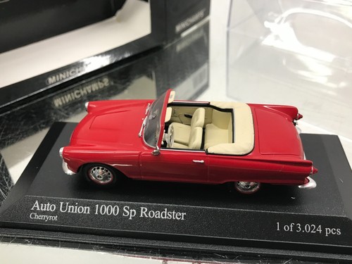 MINICHAMPS 011030 AUTO UNION 1000 SP ROADSTER 1958 -CHERRY RED 1:43- GOOD IN BOX - Bild 5 von 8