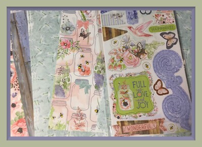 Bo BUNNY Butterfly Kisses 12 x 12 Cardstock & 44 pc. Chipboard