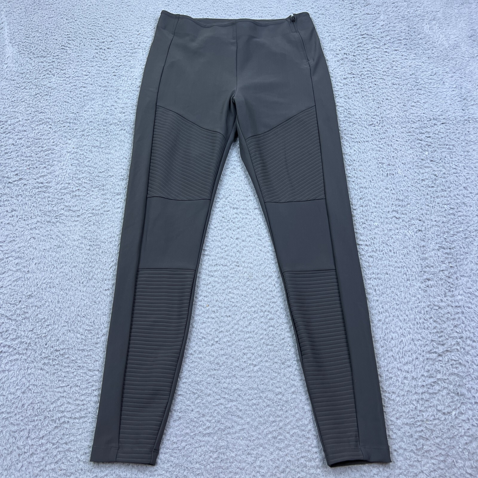 Athleta Madison Moto Tight Leggings Womens Size 4 Gray Stretch Side Zip Ribbed Pant