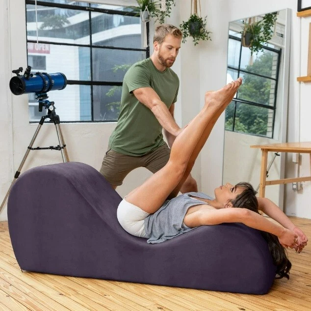 Purple Chair Yoga Chaise Sofa Velvet Couch Role Play Lounge Bed Exotic Love Sex