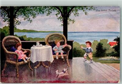 39807055-publisher WSSB No. 5215 children drink coffee on the terrace