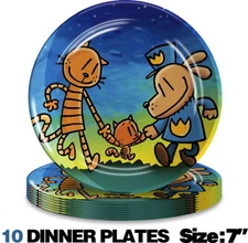 Dog Man Paper Plates Party Supplies Tableware Disposable Dinnerware 10pcs