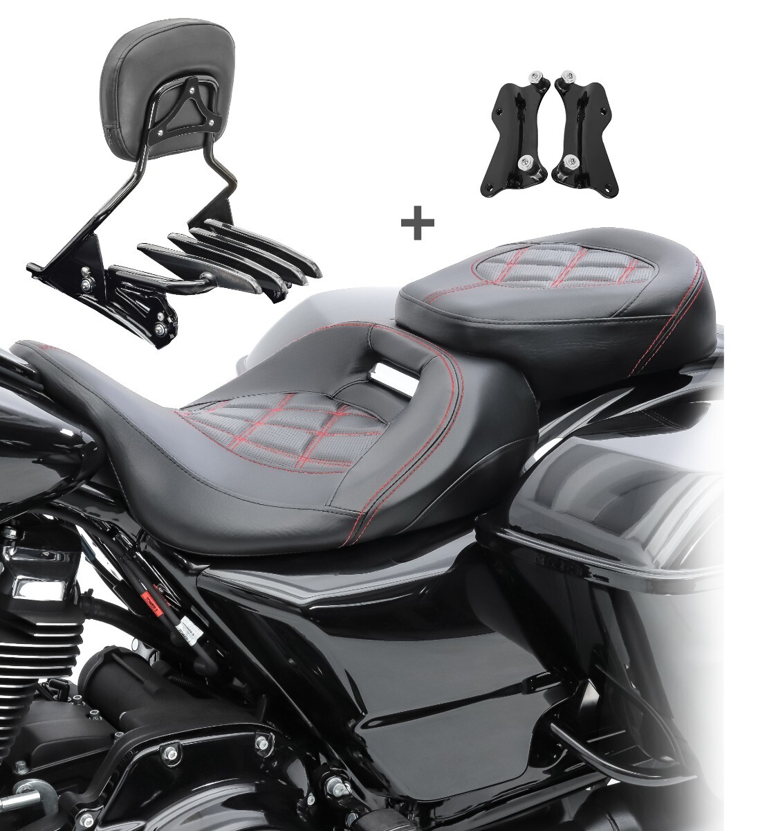 HDBUBALUS Copri Fermo Per Borsa Sella Harley Touring 2014-2020 Con Riflettori – Rosso Fumo – Coppia (SX/DX)