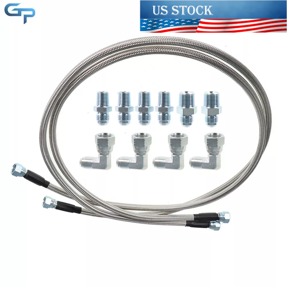 SS Braided Transmission Cooler Hose Lines Fittings TH350 700R4 TH400 52