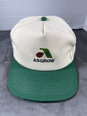 New Beige ASGROW Associated Seed Growers Vintage Snapback Hat Cap Farmers Bayer