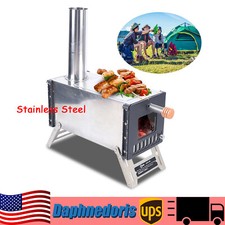 Portable Winter Hot Tent Camping Wood Stove Bushcraft Firewood Stove w/Chimney