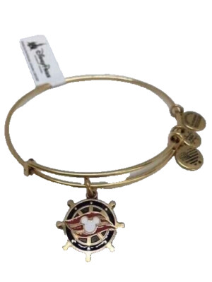 Disney 's ALEX AND ANI Disney Cruise Ship LOGO Wheel Gold / Bangle Bracelet New