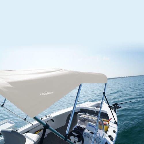 Oceansouth Standard BIMINI TOP 3 Bow Boat Cover 6ft Long With Rear Poles - Picture 65 of 95