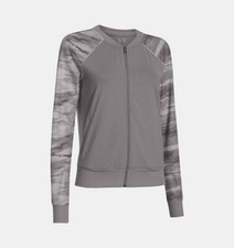 NEW Under Armour XS Womens Gray Perfect Bomber Zip Front Jacket Athletic 2 4 80