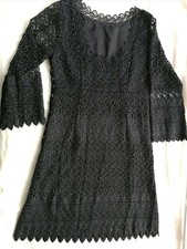 COAST  3/4 sleeves Black Lace Dress Size 10 Knee Length USED ONCE