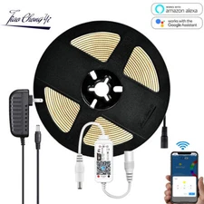 DC12V COB LED strip lights +WiFi contorller Dimmable + Power supply full led kit