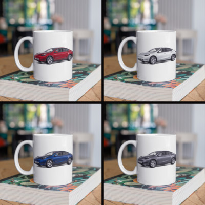 Personalisierte Tesla Model Y Kaffeetasse Farbe wählen - SCHNELLER VERSAND