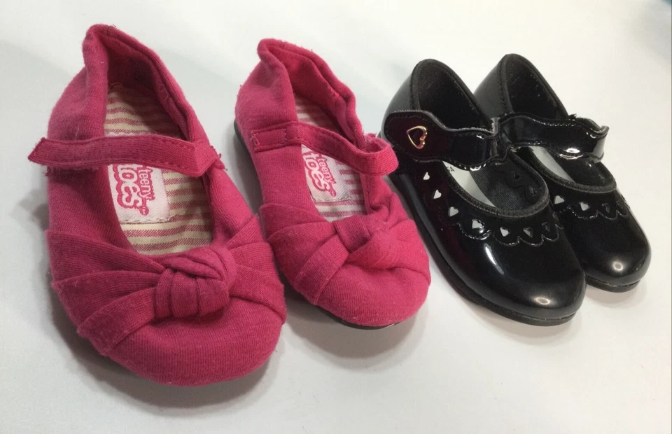 2 pr Zapatos Bebé Niña Pequeños Pasos Charol y Dedos Adolescentes Vestido Rosa Talla 3 Foto 2 de 4