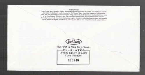 Great Britain FDC 1994 PICTURE POSTCARDS "TOWER BRIDGE" Limited Edition No.748 - Picture 2 of 2