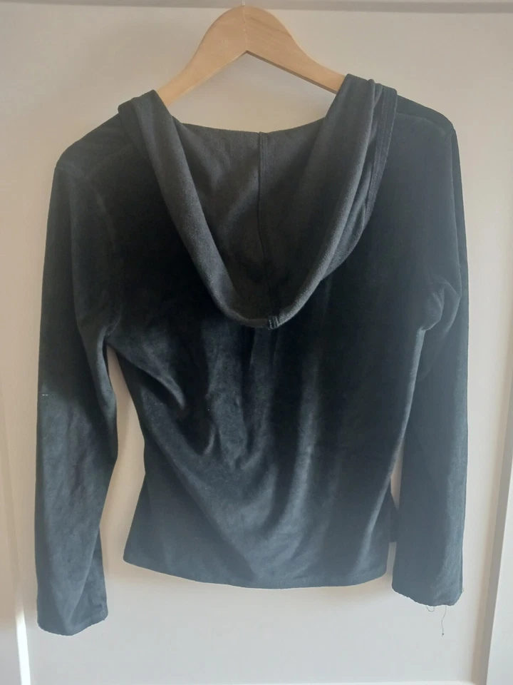BANANA REPUBLIC TALLA L GRANDE NEGRO VELOUR WRAP SUDADERA CON CAPUCHA TOP EXCELENTE ESTADO  Foto 3 de 4