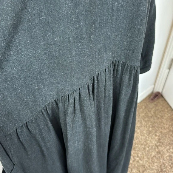 VETEMENTS Abito Solika Shift donna L morbido nero misto lino tasche larghe manica 3 4