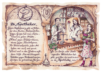 Berufsbild Zunftbild Geschenk Deko Karte Apotheker Pharma Medizin