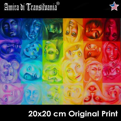 art painting figures woman portrait rainbow original prints home decor wall art