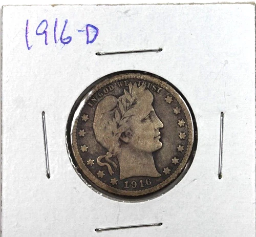 1916-D Barber Quarter :  Very Good +   VG +