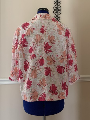 Kim Rogers Petite Linen Women’s Open Front Lined Floral Jacket Size PL - Picture 2 of 9