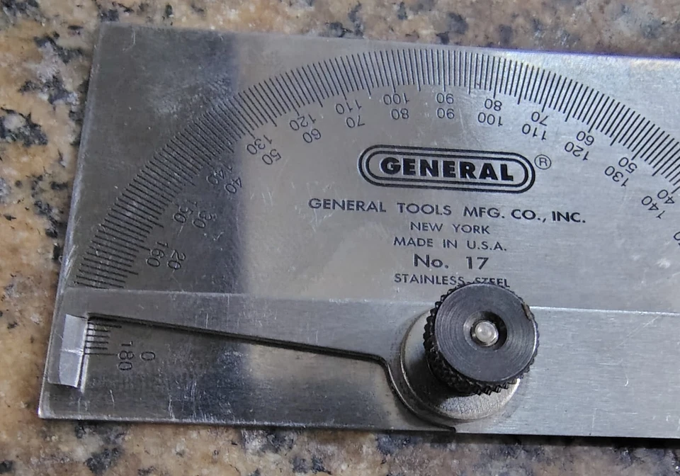 VINTAGE GENERAL HARDWARE No. 17 STAINLESS STEEL PROTRACTOR - Image 4 of 4