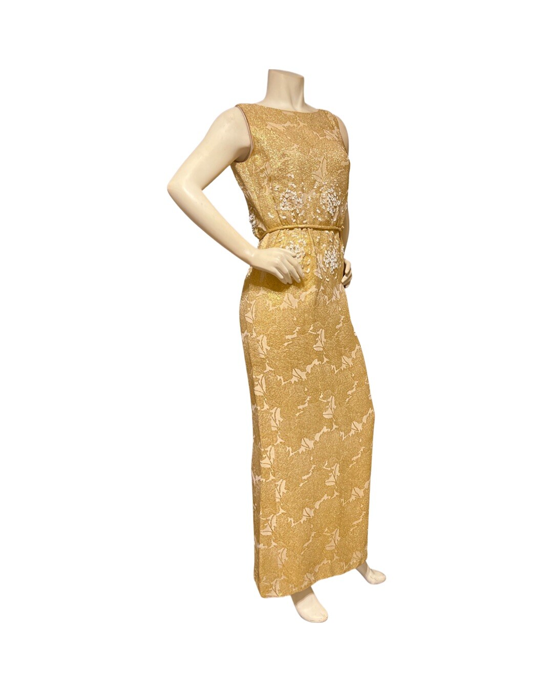 1950s Vtg Neiman Marcus Gold Silk Metallic Evenin… - image 19