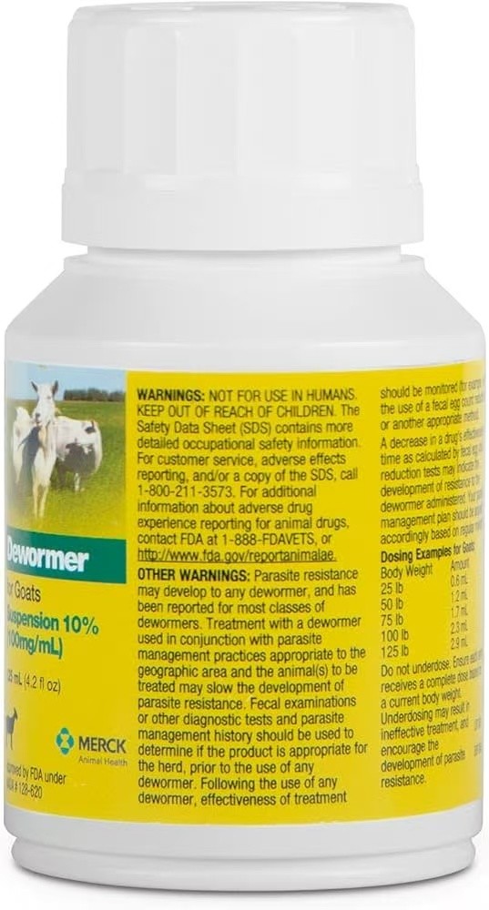 Merck Safe-Guard Goat Dewormer, 125mL fenbendazole  （3 Pack）
