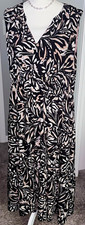 Isabel & Nina Women’s Animal Print Wrap Dress Midi Sleeveless V Neck Black