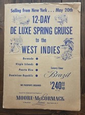 c1950s Moore-McCormack Lines SS Brazil West Indies Cruise Program Layout
