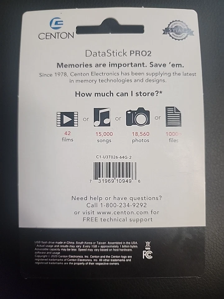 Centon Datastick PRO 2 Two Pack 2x 64Gb USB3.2 GEN 1 - Image 2 of 2