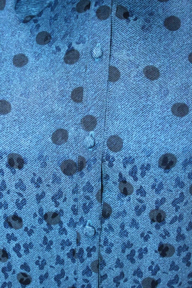 Top Adolfo Mujer Texturizado Manga Larga Frente Abierto Punteado Azul Talla S Foto 4 de 4