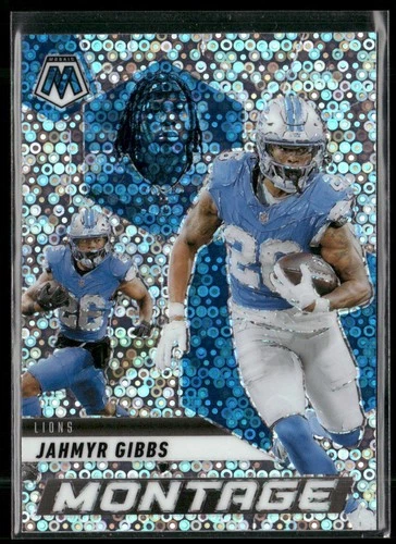 2025 Panini Mosaic #15 Jahmyr Gibbs Montage No Huddle Silver