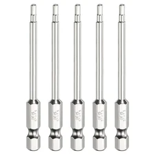 5pcs H2.5 Hex Screwdriver Bit 2.5mm Flat Tip 1/4" Shank 75mm Long Chrome Plated