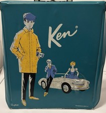 Vintage KEN Doll vinyl Carrying Case teal 1962 Mattel with One Hanger
