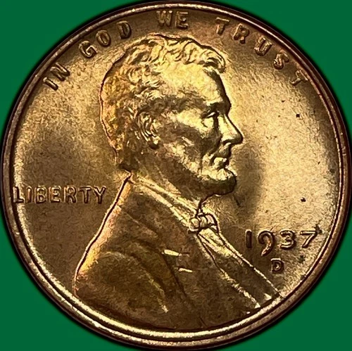 1937-D Lincoln Wheat Cent Brilliant Uncirculated BU Coin #37678