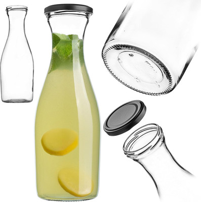Caraffa in Vetro 1 L, 1 Pezzo, Bottiglie Di Vetro Con Tappo a Vite, Caraffa Vuot