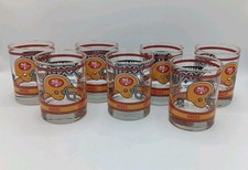 San Francisco 49ers Low Ball Glasses Set Super Bowl NFL 1989 80s NFL Set Of 7 