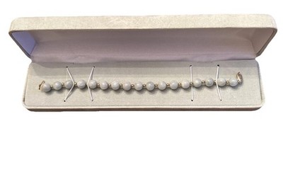NWT Original Box Fine 14K Gold Beads 8mm Chinese Jade Bracelet 2004 QVC Papers