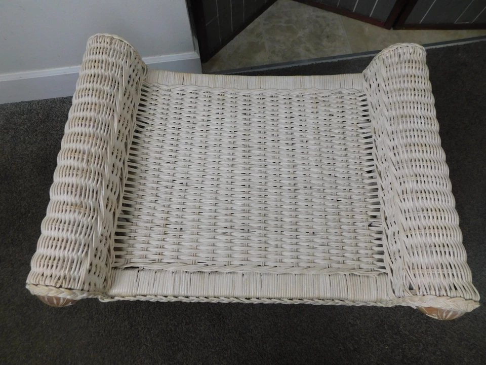 Vintage Jamaica Wicker Bench Vanity Desk Chair Stool Rattan Hollywood Regency VG - Image 3 of 4