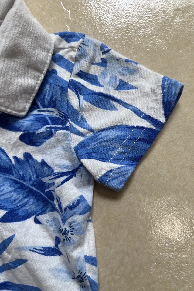 The Childrens Place Toddler 3-6M Blue Floral Tropical Romper One Piece Playsuit - Image 3 of 4