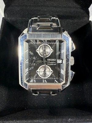 Seiko Premier Chronograph Square Metal Watch Seiko SNA743