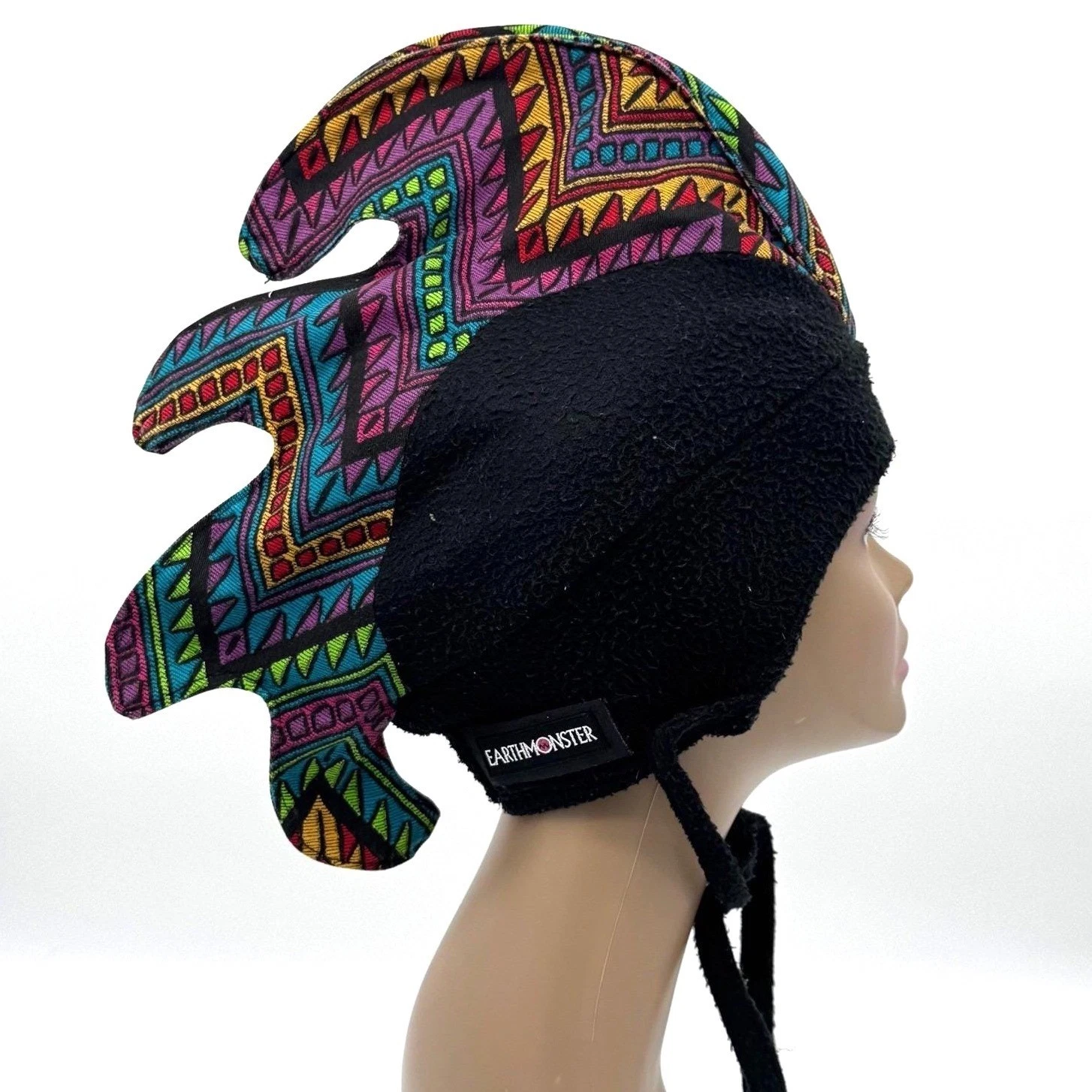 Mohawk Ski Snowboard Fleece Earflap Hat Tribal Aztec Y2K Vintage Earthmonster OS