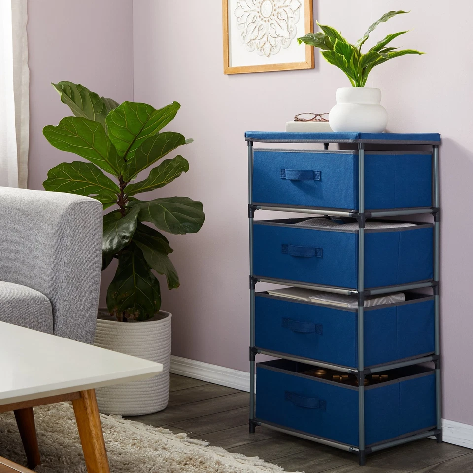 4-Tier Closet Dresser with Drawers - Organizer and Storage (Navy Blue) - Image 2 of 4
