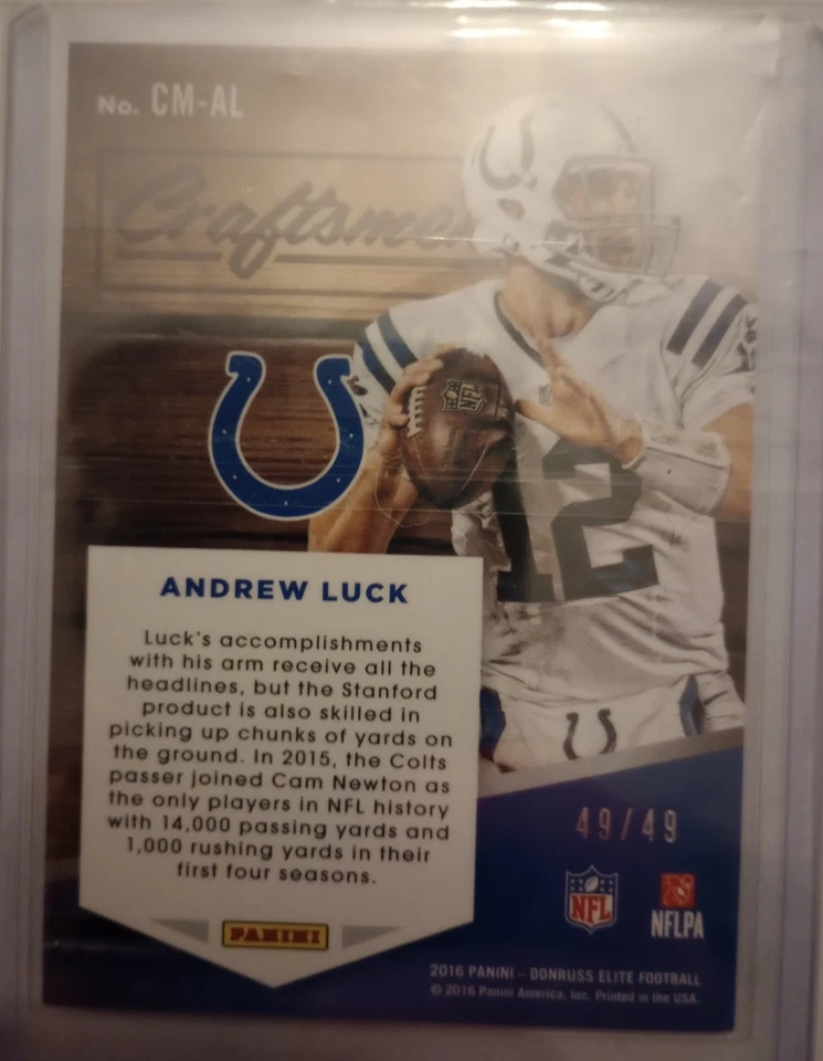 2016 Donruss Elite Craftsmen Purple /49 Andrew Luck #CM-AL - Image 2 of 2