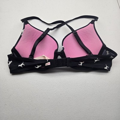 PINK Victoria's Secret Women Bra 34B Black AOP Dog Print