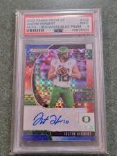 2020 PRIZM Justin Herbert Rookie Card-SP- RED, WHITE & BLUE AUTO /75 PSA 9. rookie card picture