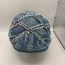 Capricon Denim Baker Boy Cap Distressed Blue Flat Cap Hat